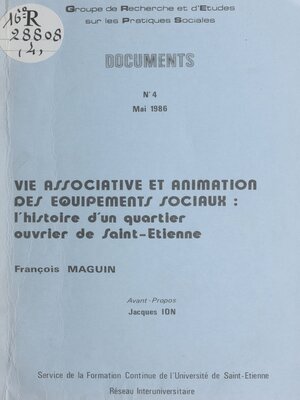 cover image of Vie associative et animation des équipements sociaux